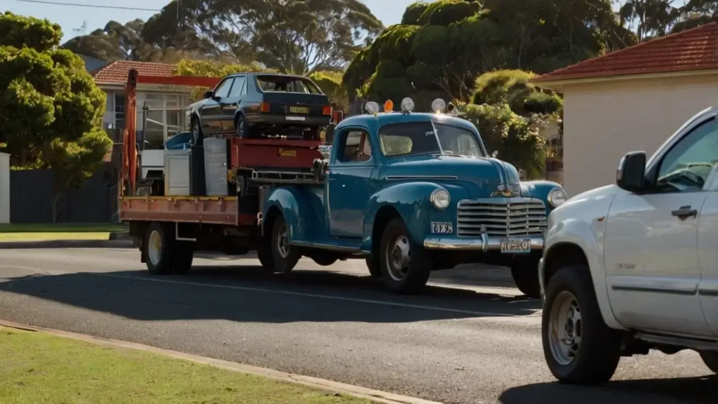Old car being loaded for removal in a Sydney suburb
